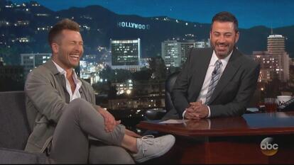 Jimmy Kimmel with guest Glen Powell on a previous episode of "Jimmy Kimmel Live"