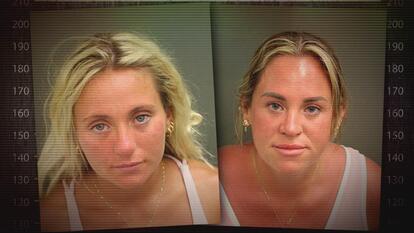 mugshots of two women arrested at Orlando International Airport