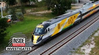 Florida Brightline passenger train moving on tracks