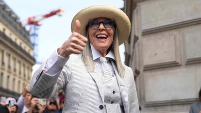 Diane Keaton giving the camera a thumbs up 