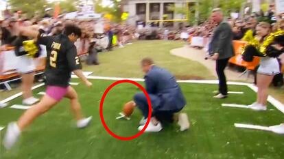 Teen running up to football for a field kick