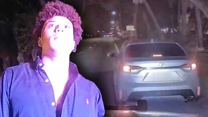 Teen speaking with cops / Silver car pulled over