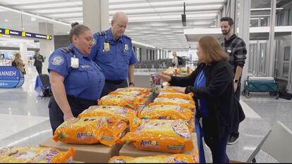 TSA agents, table of food