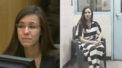 Jodi Arias during her 2008 trial, Arias in prison in 2025