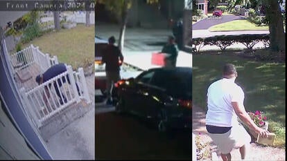 Security footage of people stealing packages from residences