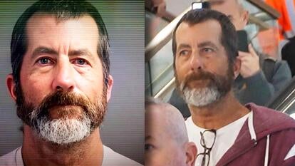 Robert Goodwin mugshot / Robert Goodwin on an escalator 