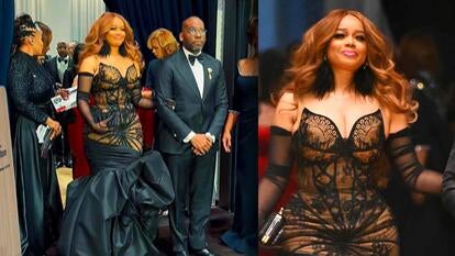 Preacher and his wife in formal clothing / Preacher's wife in extravagant dress