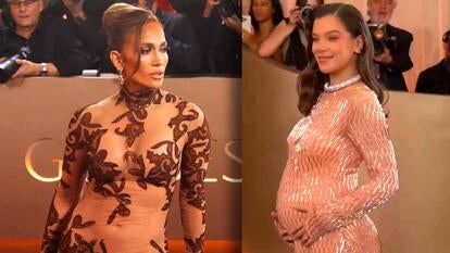 Jennifer Lopez on the golden globe red carpet / Hailee Steinfeld showing off baby bump