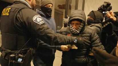 Protestors storm a Hilton Hotel in Minneapolis