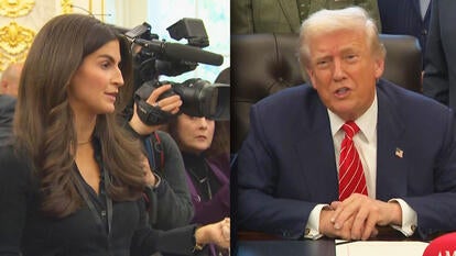 Kaitlan Collins among press in The White House / President Trump