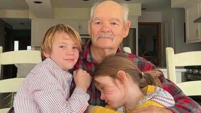 Jeff Beyer and his grandkids 8-year-old Everett and 6-year-old Annemarie