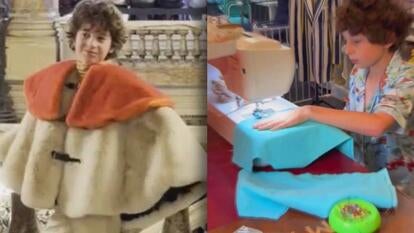 Fashion designer Max Alexander wearing and sewing his clothes