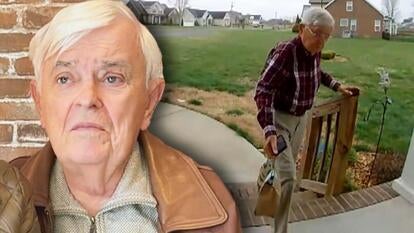 Richard Pulley in an interview / 78-year-old Richard Pulley delivering a DoorDash order