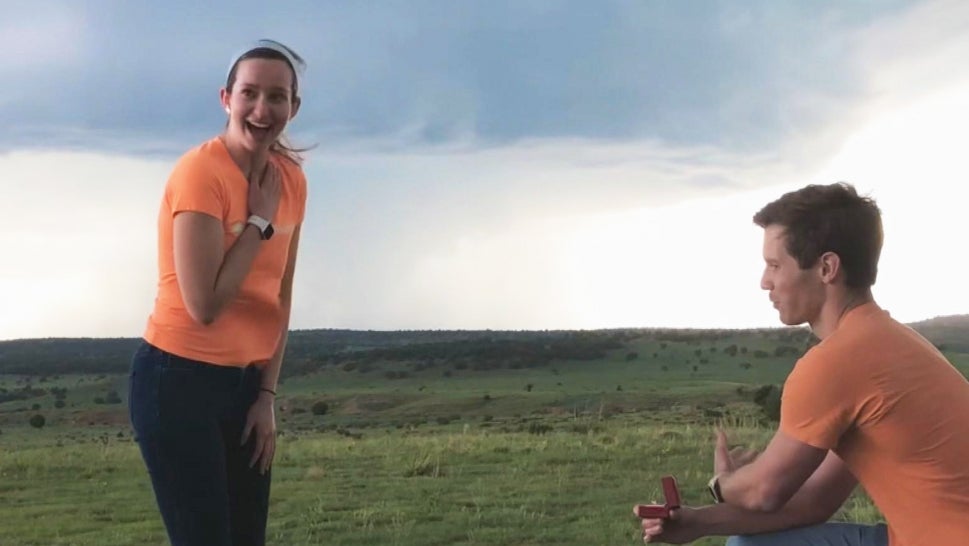 Meteorologist Proposes as Tornado Touches Down Behind Them