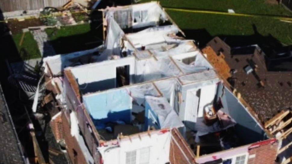 A tornado ripped the roof off this house