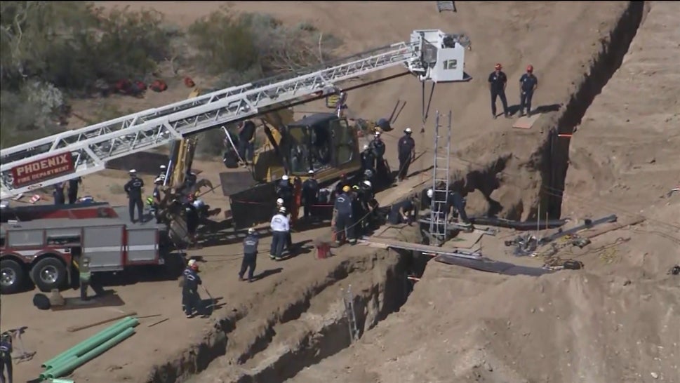 2 Construction Workers Rescued After Falling in Trench 