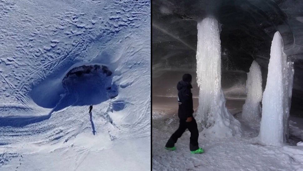 Skiers Amazed by Natural Ice Cave