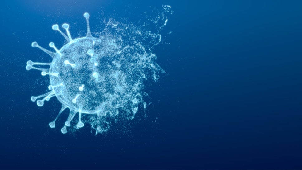 3D rendering Futuristic design of Virus exploding, Destroy The Coronavirus