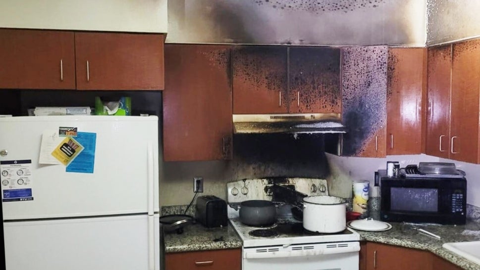Authorities shared a photo of some of the damage done to the BYU dorm kitchen following the experiment gone wrong.
