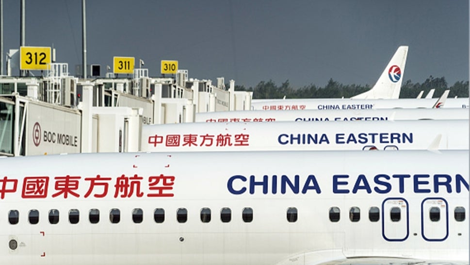 An image of China Eastern aircrafts lined up.