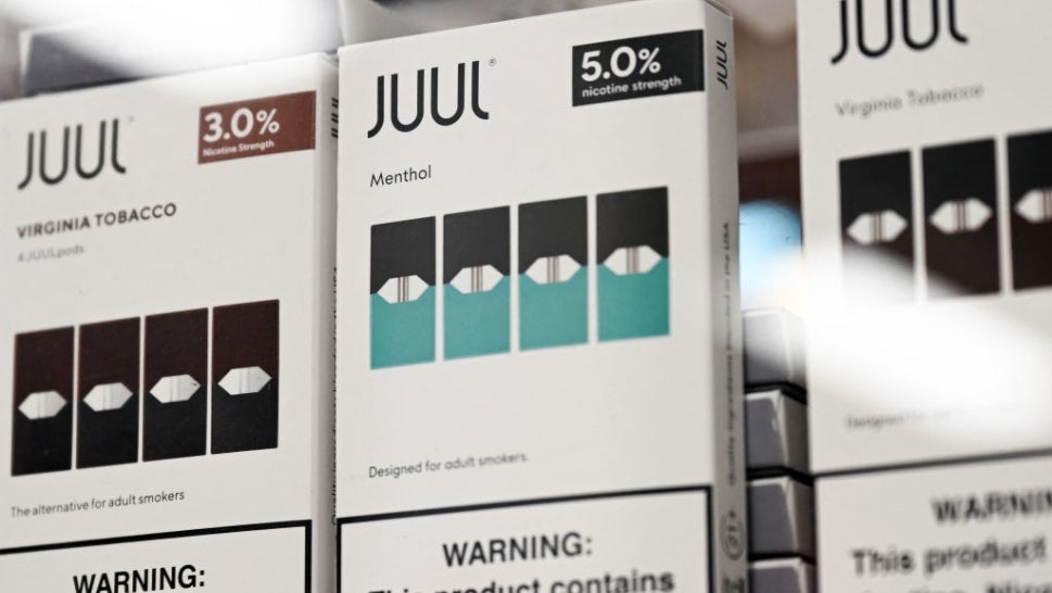 Juul packages on shelves