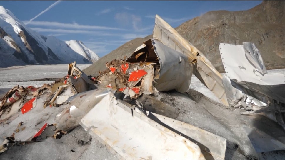 Melting Glacier Reveals Wreckage of 1968 Plane Crash in Alps