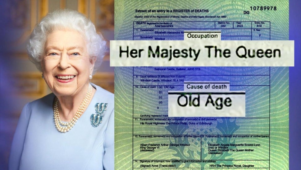 Queen Elizabeth Death Certificate Says She Died of Old Age 