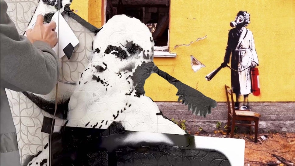 Banksy works in Ukraine montage