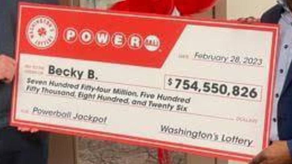 large check written for Becky Bell for $754,550,826