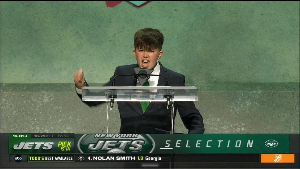 Enthusiastic Teen Announces New York Jets 1st-Round Pick