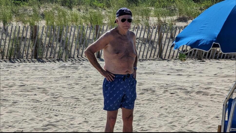 President Biden Goes Shirtless While Relaxing on Beach