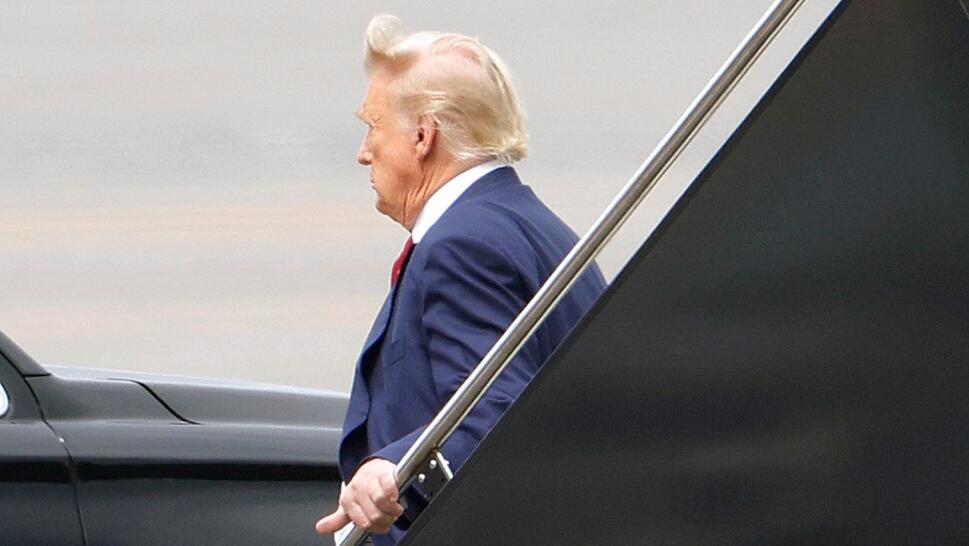 Former U.S. President Donald Trump arrives at Ronald Reagan Washington National Airport on August 3, 2023 in Arlington, Virginia