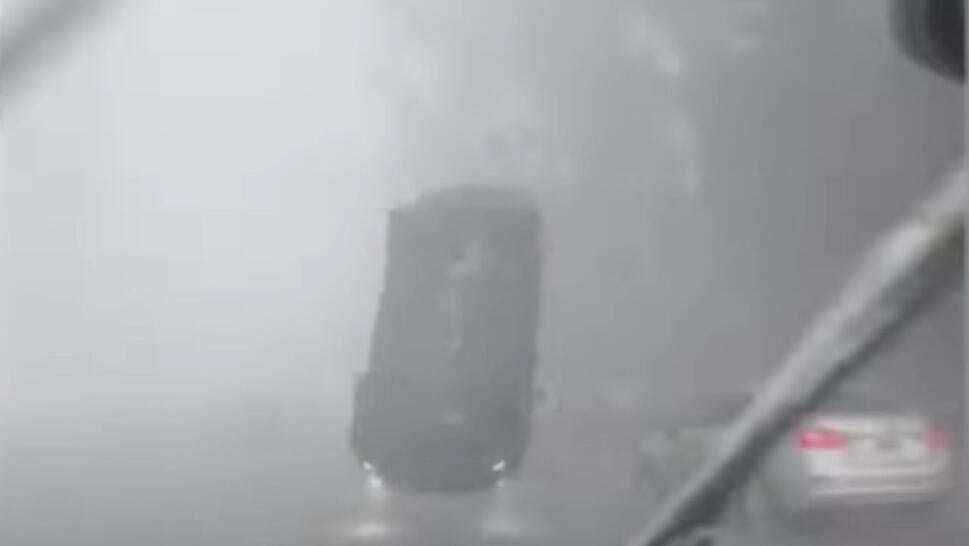 car in air taken by storm