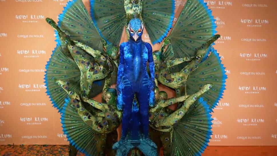 Heidi Klum Dresses Up as Peacock for Her Annual Halloween Party in New York