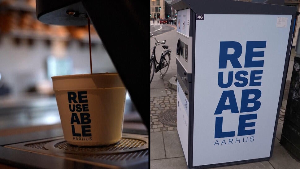 Aarhus, Denmark, has a new initiative to get customers to use reusable cups and keep paper coffee cups out of landfills.