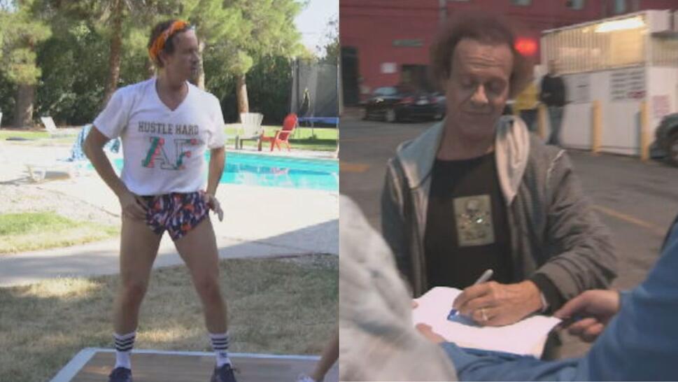 split image, on left: Pauly Shore, on right: Richard Simmons