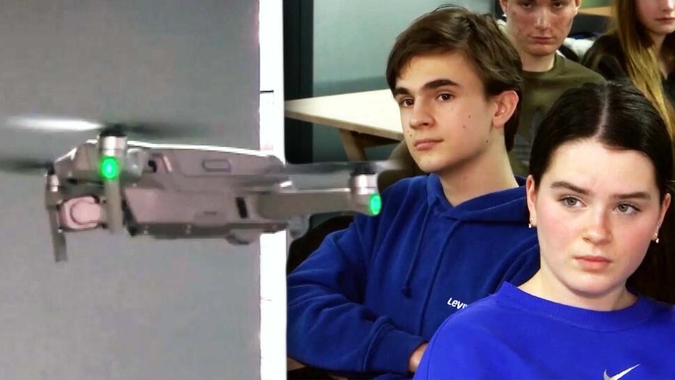 Flying drone/Students in Ukraine