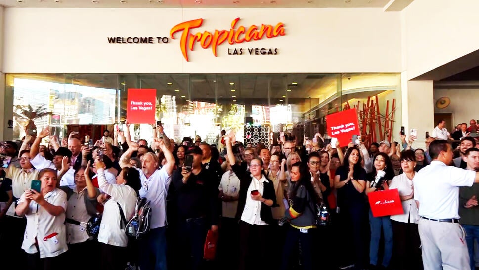 Revelers celebrate at The Tropicana's final day of operation