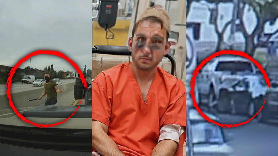 Nathaniel Radimak in two separate road rage incidents and in prison with bruises on face
