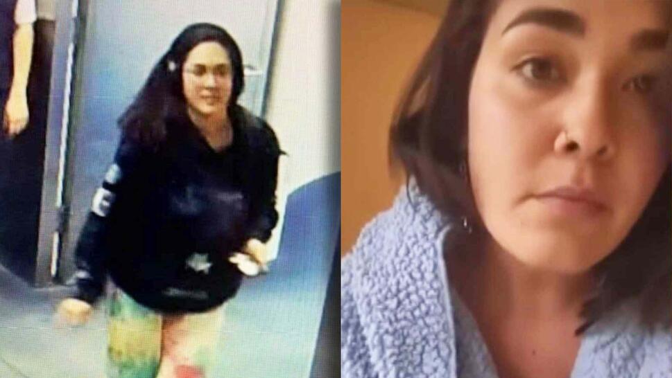 Hannah Kobayashi on surveillance footage in an airport / Hannah Kobayashi speaking to camera wearing a robe