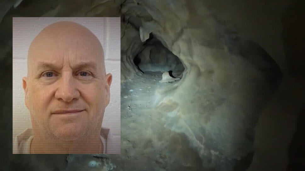 Mugshot of escaped convict Grant Hardin, image from video taken inside a cave