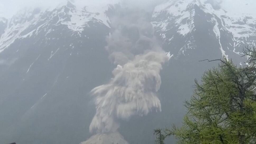 glacier broke off and came sliding down a mountain