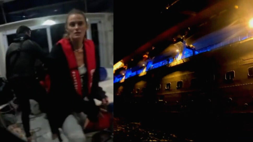 Sailors on stranded boat, cruise ship that rescued them