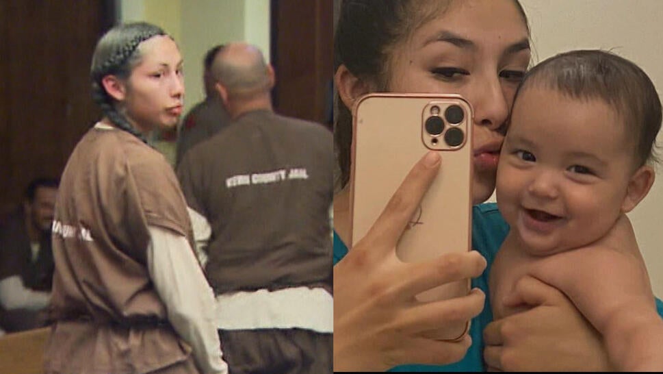 Maya Hernandez in court, Hernandez and her baby