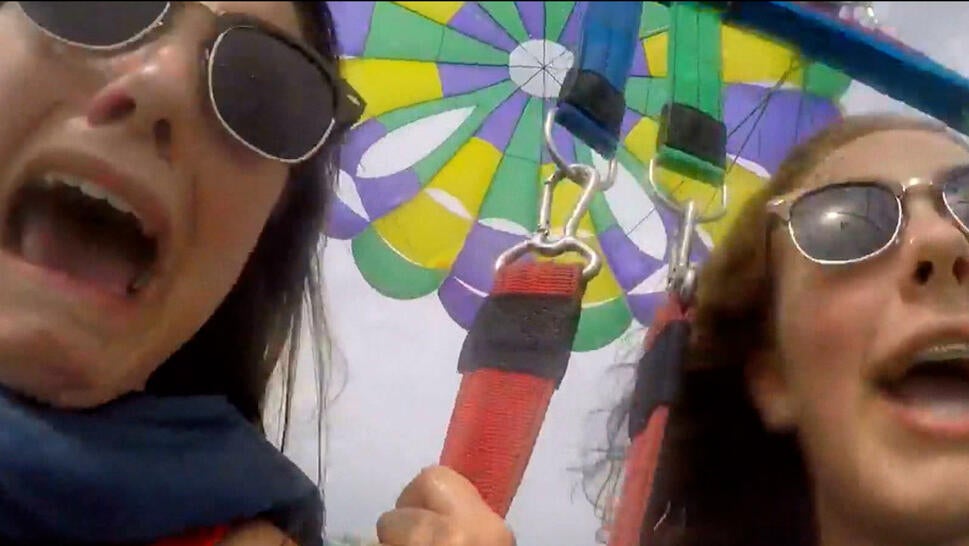 Parasailing friends screaming