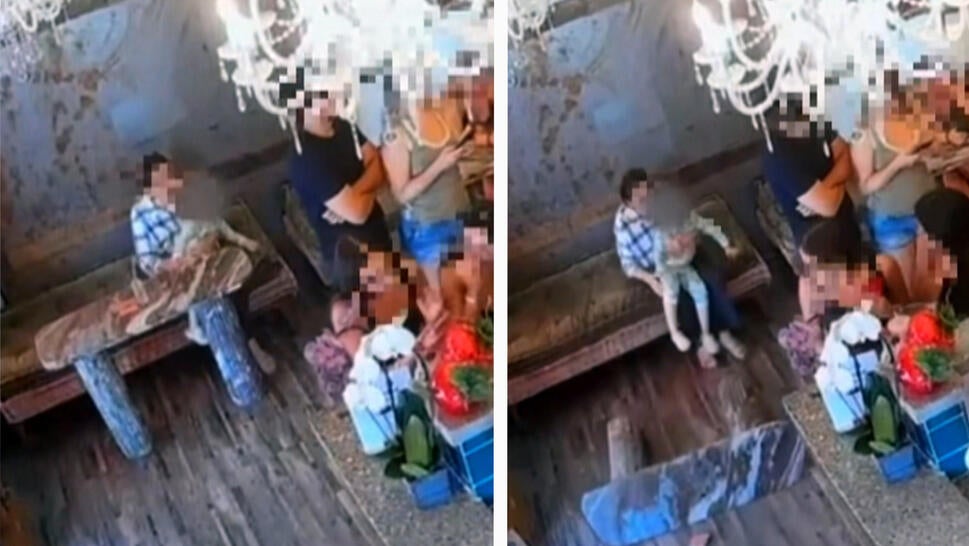 girl accidentally knocked over a table