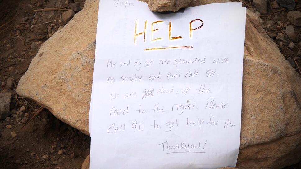 note placed on trails 