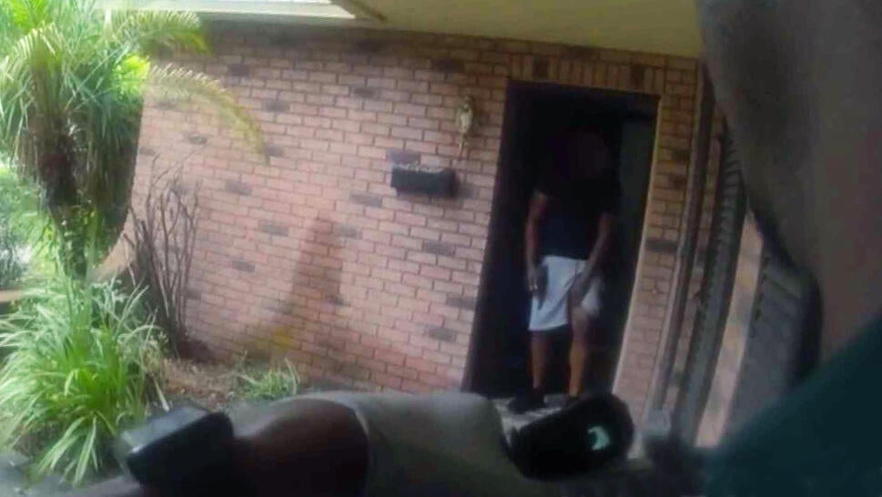 Bodycam of man standing in doorway