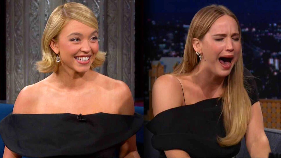 Sydney Sweeney on Late Show / Jennifer Lawrence on Tonight Show