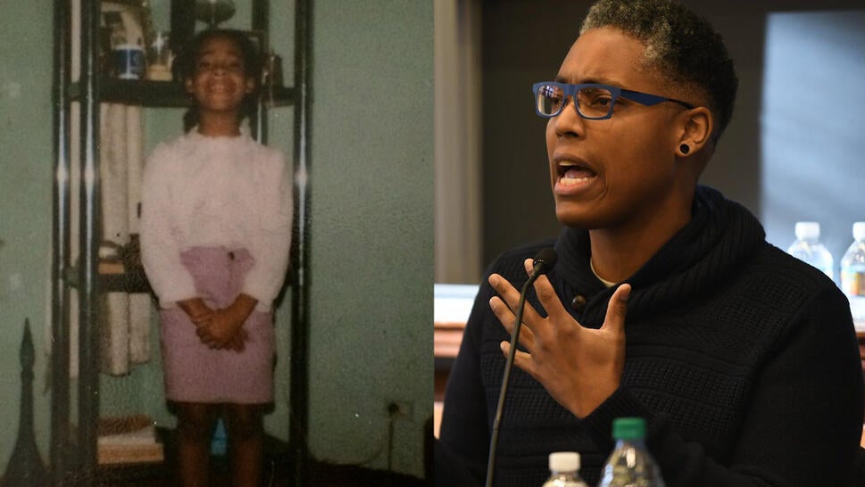 Intersex activist Sean Saifa Wall as a child, as an adult